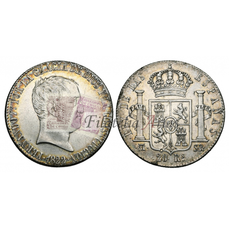 Fernando VII. 20 reales. 1822. Madrid. Ensayador: SR. EBC-.