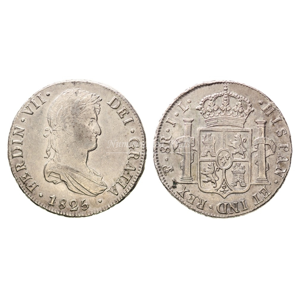 Fernando VII. 8 reales. 1825. Potosí. Ensayador: JL. EBC+
