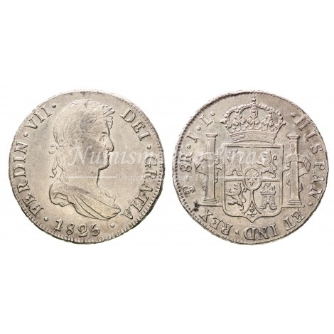 Fernando VII. 8 reales. 1825. Potosí. Ensayador: JL. EBC+