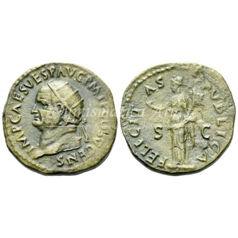 Vespasiano. Dupondio (74 d.C.) RIC. 716. EBC-