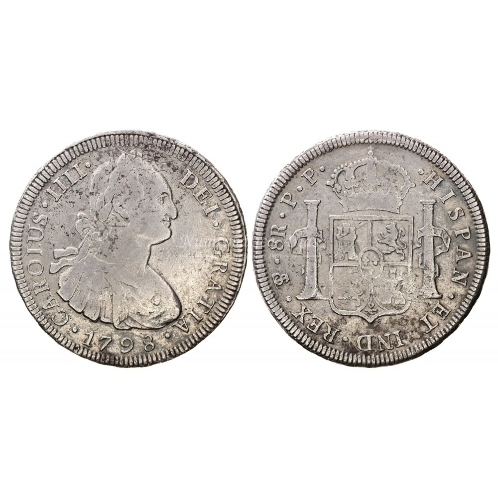 Carlos IV. 8 reales. 1798. Potosí. Ensayador PP. MBC-