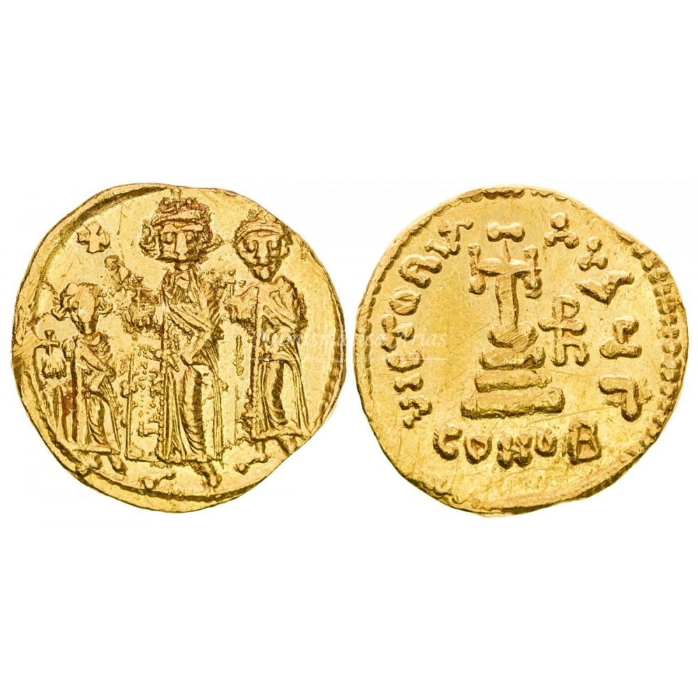 Heraclio, Heraclio Constantino y Heraclon. Sólido. Constantinopla (610-641 d.C.) Sear 761. Constantinopla. EBC.