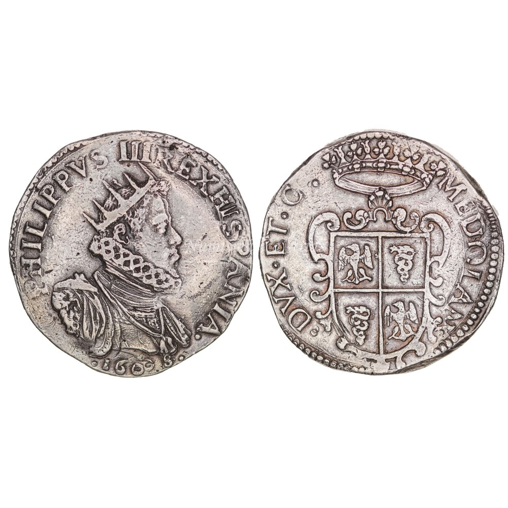 Felipe III. 1608 (doble fecha). Ducatón. Milán. MBC+