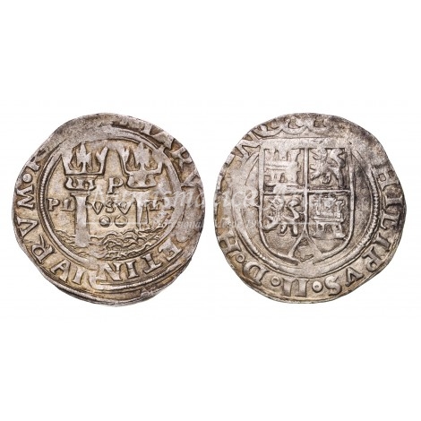 Felipe II. 2 reales. S/F. Lima. Ensayador: R. EBC.