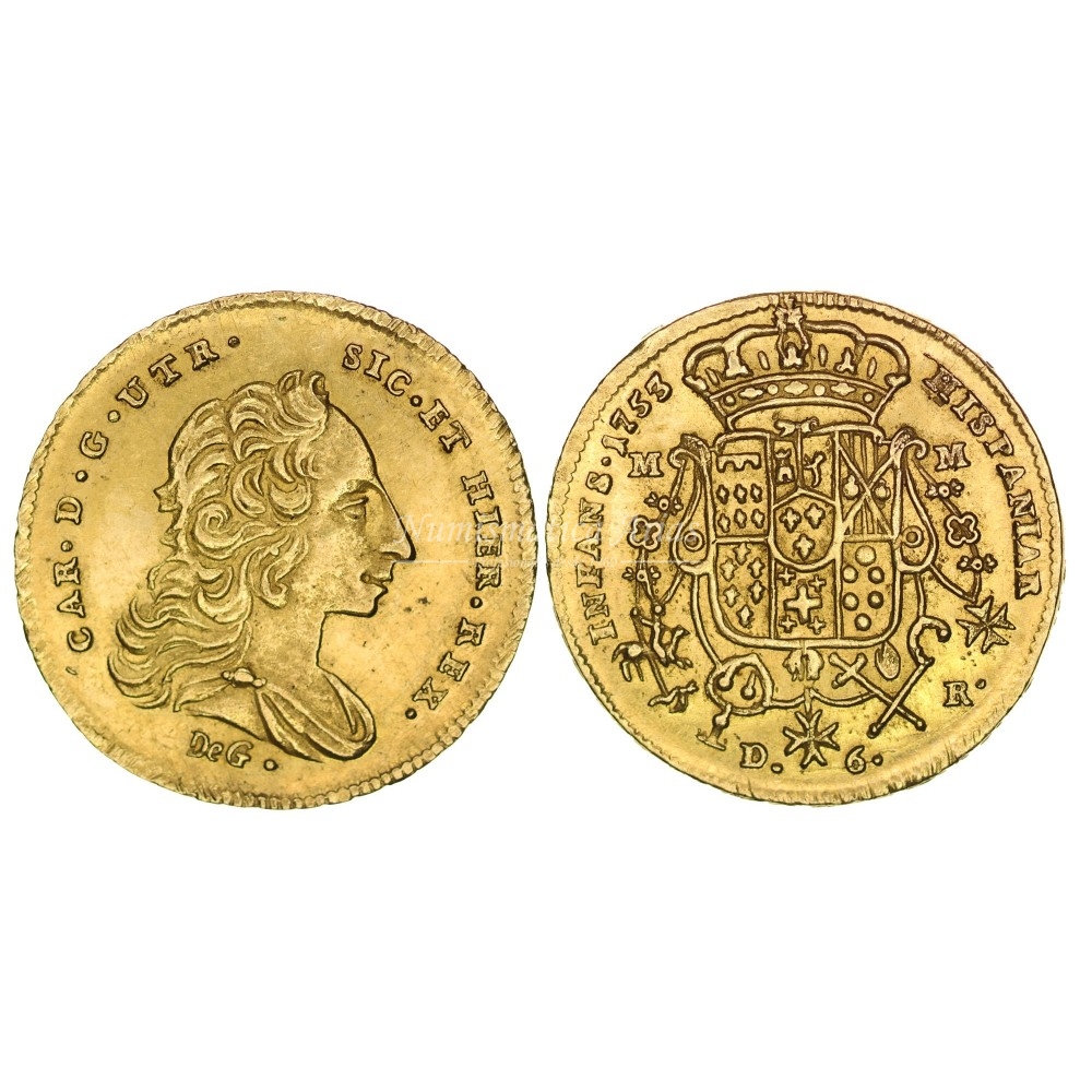 Carlos de Borbón. 6 ducados. 1753. Nápoles. SC-