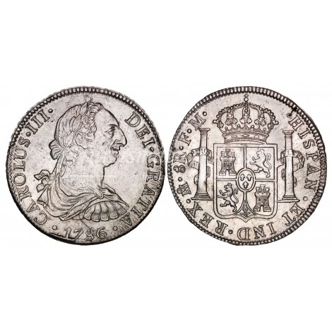 Carlos III. 8 reales. 1786. México. Ensayador: FM. EBC+