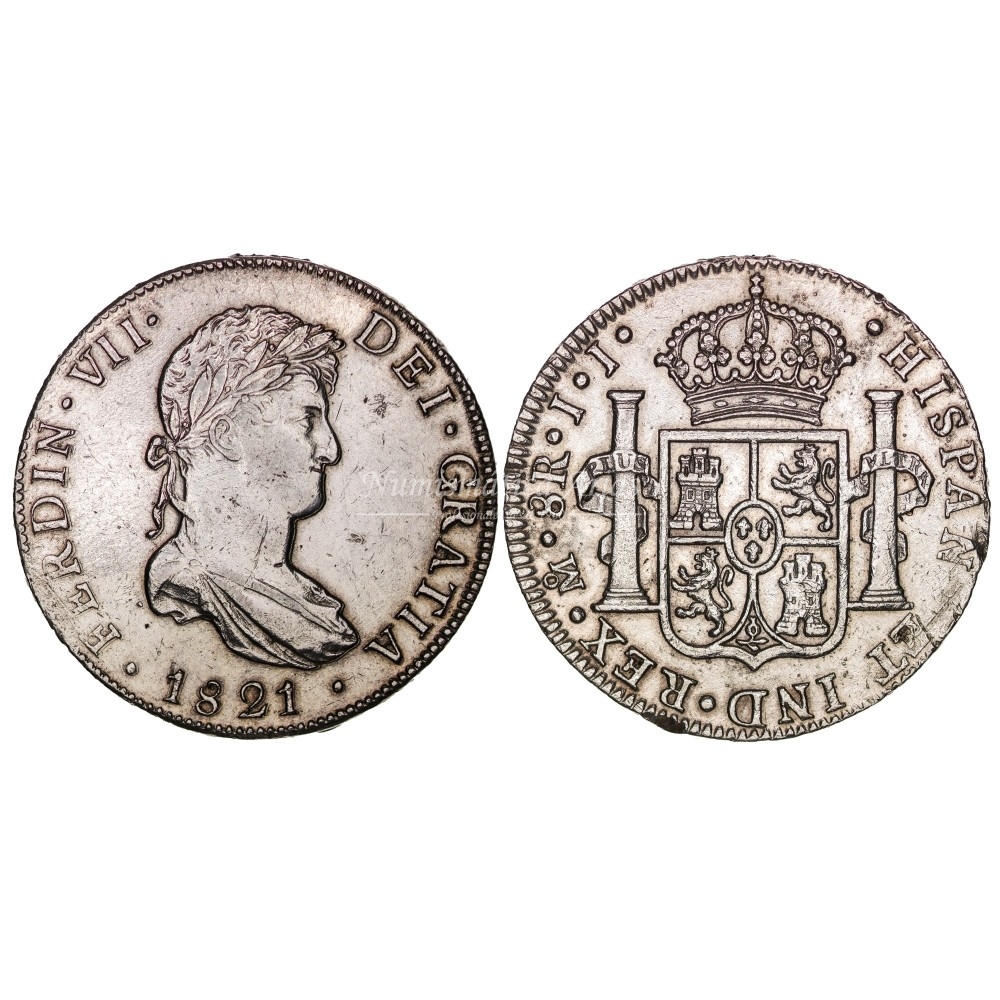 Fernando VII. 8 reales. 1821. México. Ensayador: JJ. EBC