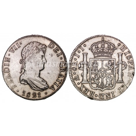 Fernando VII. 8 reales. 1821. México. Ensayador: JJ. EBC
