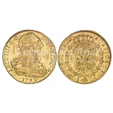 Carlos IV. 8 escudos. 1792. Santiago. Ensayador: DA. MBC+
