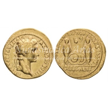 Augusto. Aúreo (2 a.C. - 4 d.C.) Lugdunum (Lyon). Calicó 176a. MBC