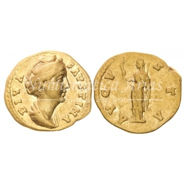 Diva Faustina. Aúreo (147-161 d.C.) Roma. Calicó 1758. EBC-