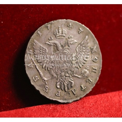 Rusia. Isabel I. Rublo. 1747. Moscú (MMA). EBC