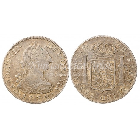 Carlos III. 8 reales. 1774. Potosí. Ensayador: JR. MBC+