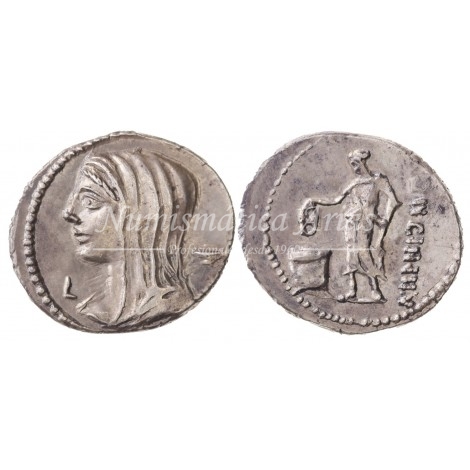 República romana. L. Cassius Longinus. Denario (63 a.C.). Crawford 413/1. EBC+.