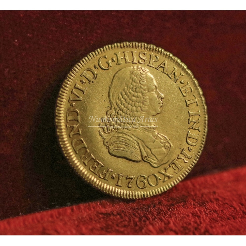 Fernando VI. 1760. 2 escudos. Popayán. Ensayador: J. EBC-