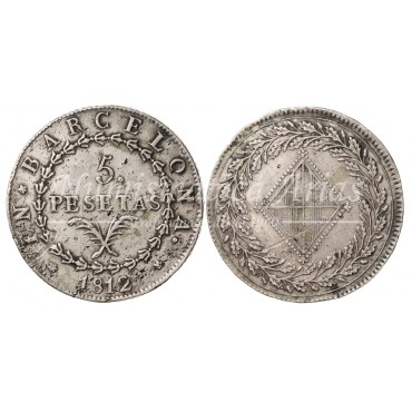 José Napoleón. 5 pesetas. 1812. Barcelona. MBC+