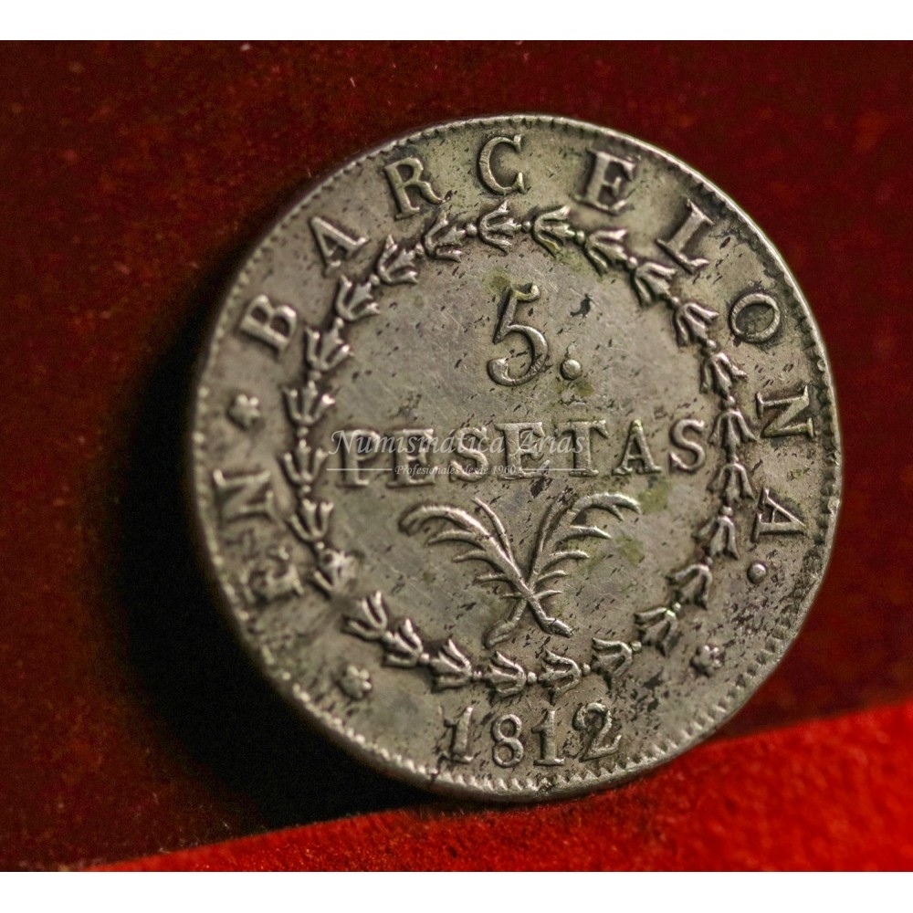 José Napoleón. 5 pesetas. 1812. Barcelona. MBC+