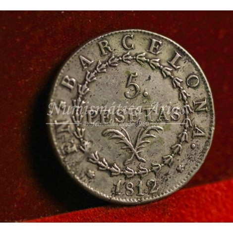 José Napoleón. 5 pesetas. 1812. Barcelona. MBC+