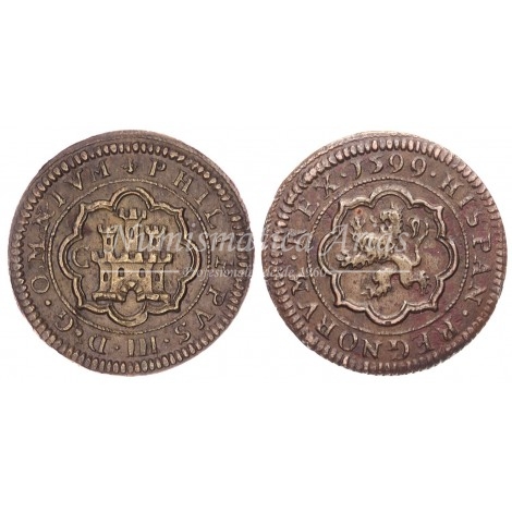 Felipe III. 1599. 4 maravedís. Segovia. Ensayador: C. EBC+