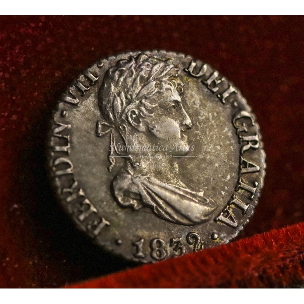 Fernando VII. 1/2 real. 1832. Sevilla. Ensayador: JB. EBC