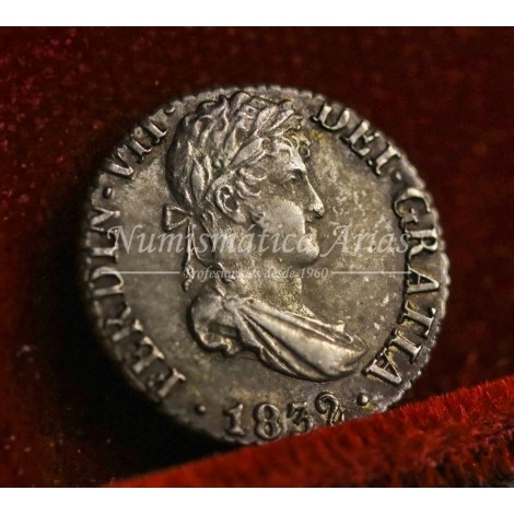 Fernando VII. 1/2 real. 1832. Sevilla. Ensayador: JB. EBC