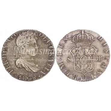 Fernando VII. 1/2 real. 1832. Sevilla. Ensayador: JB. EBC
