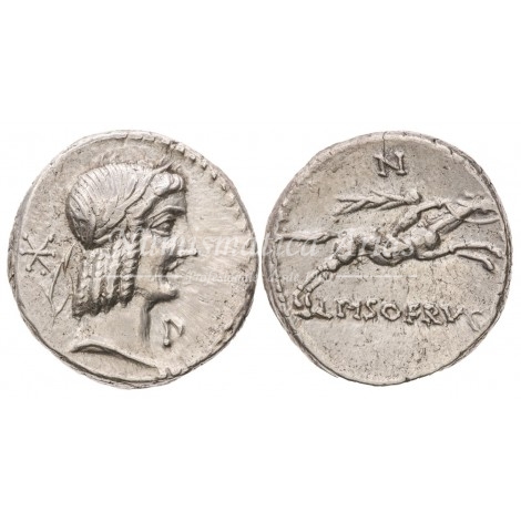 República romana. Calpurnius Piso Frugi. Denario (90 a.C.). Crawford 340/1. EBC+.