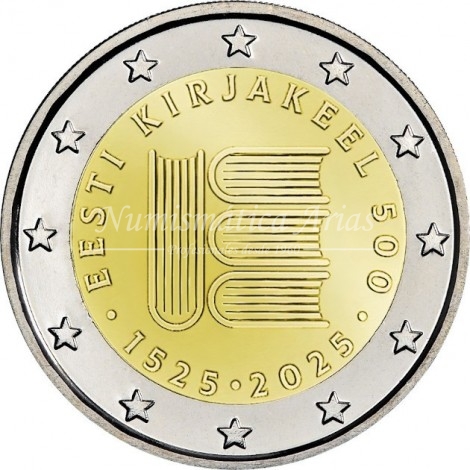 2€ 2025 Estonia - 500 Aniversario del Primer Texto Impreso en Estonio