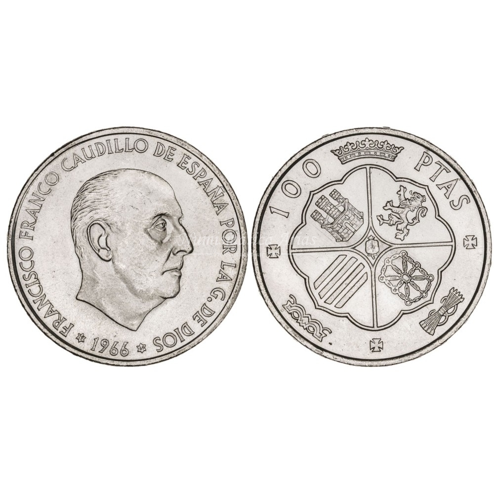 100 ptas 1966*69. Palo recto