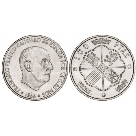 100 ptas 1966*69. Palo recto