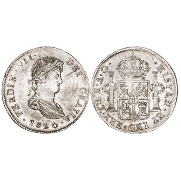 Fernando VII. 8 reales. 1820. Zacatecas. Ensayador: AG. EBC+