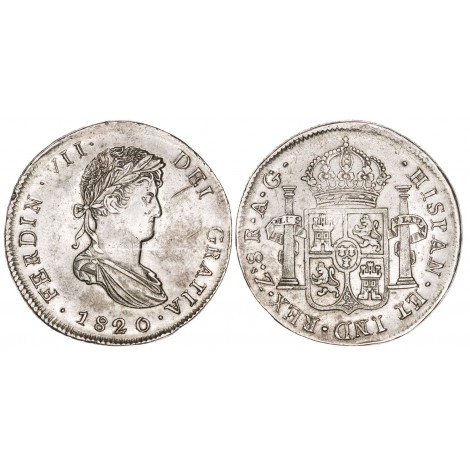 Fernando VII. 8 reales. 1820. Zacatecas. Ensayador: AG. EBC+