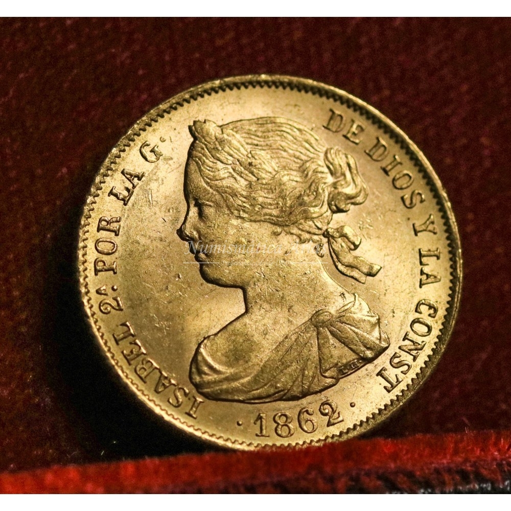 Isabel II. 100 reales. 1862. Sevilla. EBC+