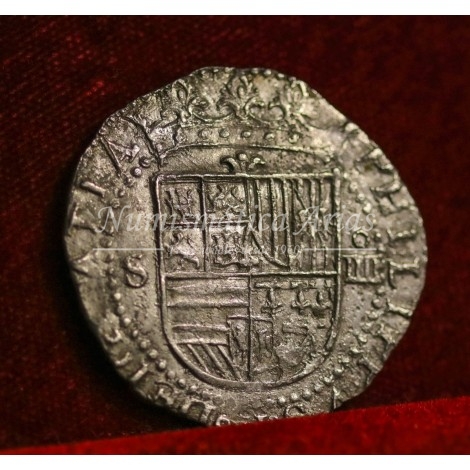 Felipe II. 4 reales. S/F. Sevilla. Ensayador: P. EBC+
