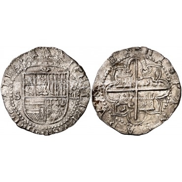 Felipe II. 4 reales. S/F. Sevilla. Ensayador: P. EBC+