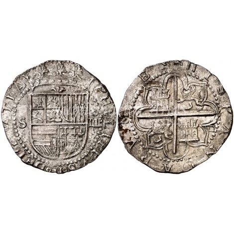 Felipe II. 4 reales. S/F. Sevilla. Ensayador: P. EBC+