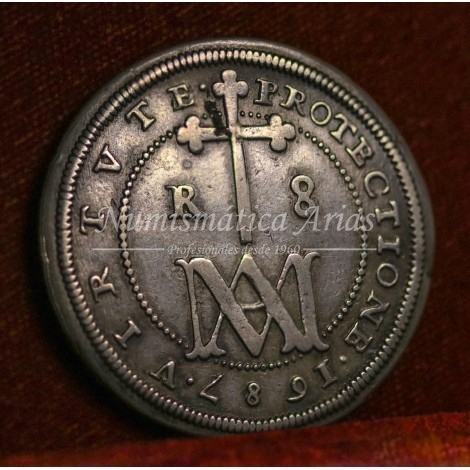 Carlos II. 8 Reales. 1687. Segovia. Tipo María. Ensayador: IBR en monograma. MBC+