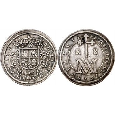 Carlos II. 8 Reales. 1687. Segovia. Tipo María. Ensayador: IBR en monograma. MBC+