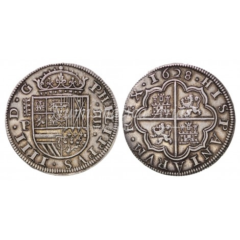Felipe IV. 4 reales. 1628. Segovia. Ensayador: P. EBC+