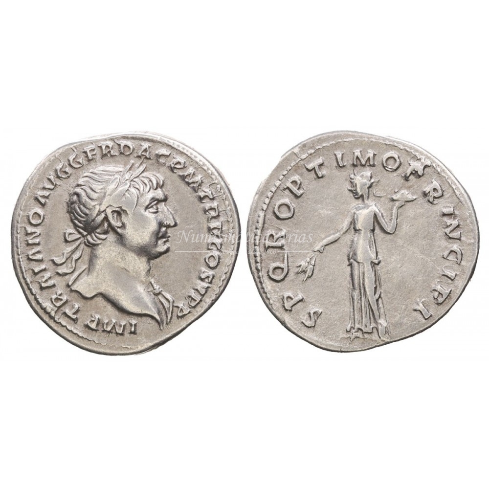Trajano. Denario (106-107 d.C.) RIC 176. MBC+