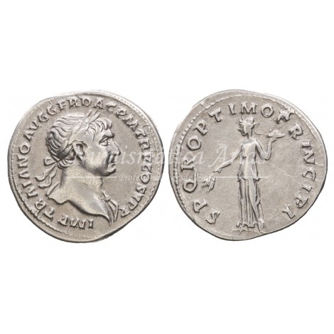 Trajano. Denario (106-107 d.C.) RIC 176. MBC+