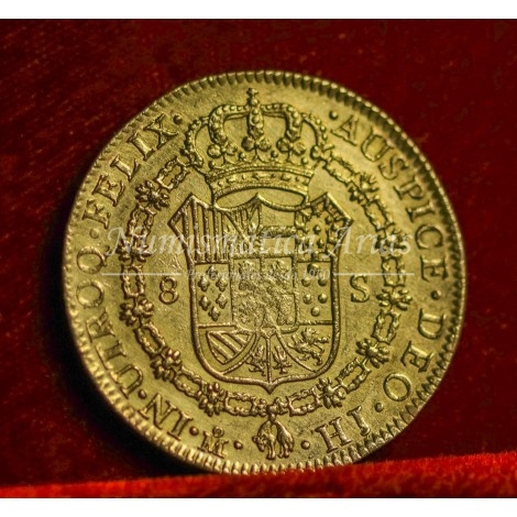 Fernando VII. 8 escudos. 1809. México. Ensayador: HJ. MBC+