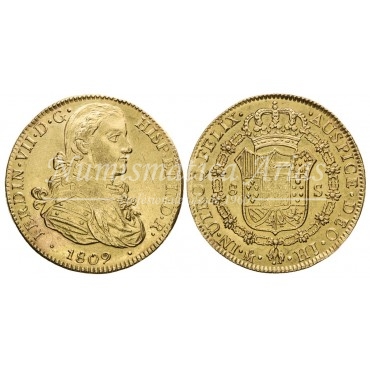 Fernando VII. 8 escudos. 1809. México. Ensayador: HJ. MBC+