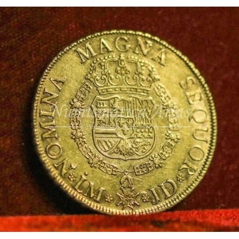Fernando VI. 1754. 8 escudos. Lima. Ensayador: JD. EBC.