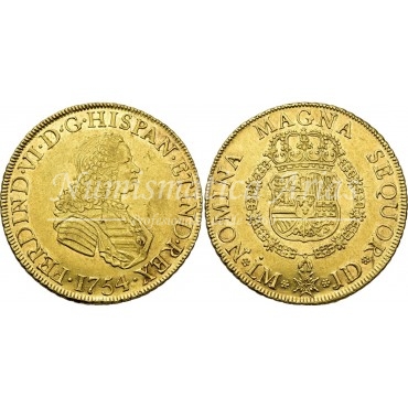 Fernando VI. 1754. 8 escudos. Lima. Ensayador: JD. EBC.