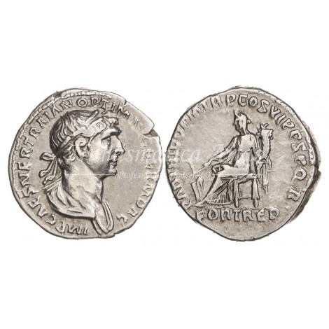 Trajano. Denario (116-117 d.C.) RIC 176. MBC+.