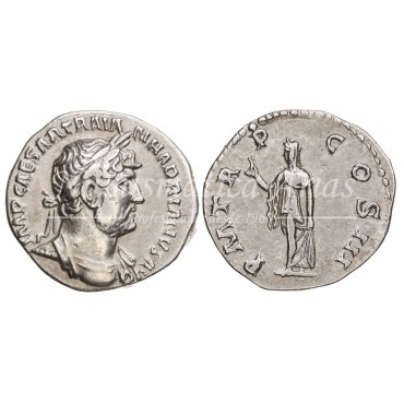 Adriano. Denario (125 d.C.) RIC 601. MBC.