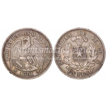 Chile. 1 peso. 1881. Santiago. EBC.
