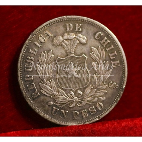 Chile. 1 peso. 1881. Santiago. EBC.