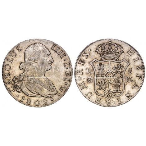 Carlos IV. 8 reales. 1802. Madrid. Ensayador: FA. EBC.